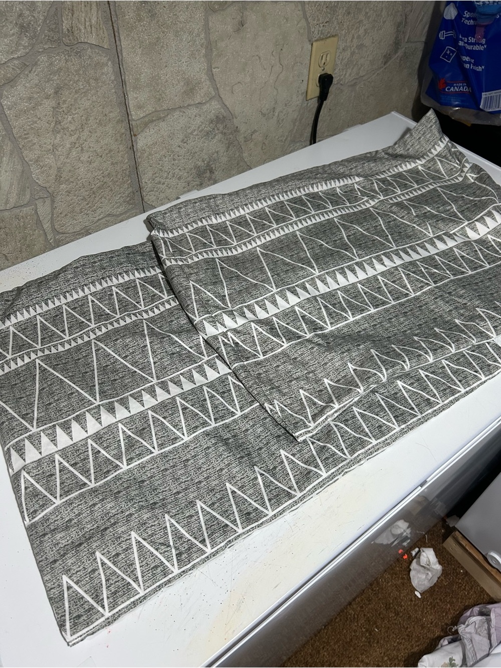 Grey triangle Pattern queen pillowcase covers x 2